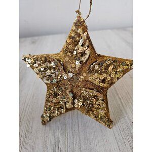 Pier 1 gold sequin star glitter‎ large ornament Xmas tree decor